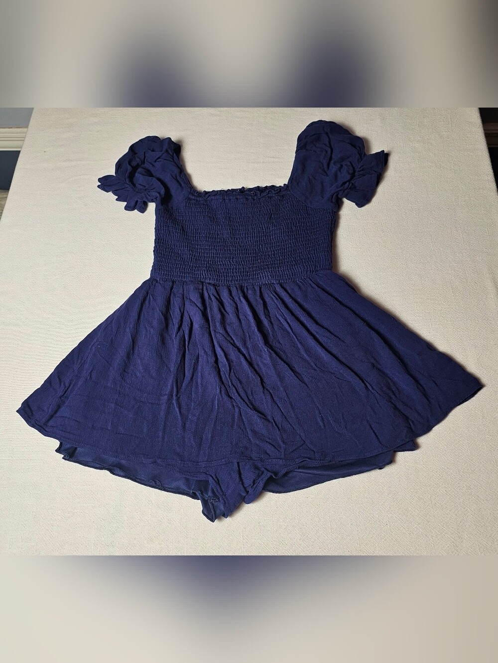 Altar'd State "Sunchaser" Smocked Dress Romper Womens Size Small Navy Blue